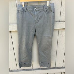 NYDJ Wide Leg Cuffed Capri Jeans Green Fall Size 16 Green